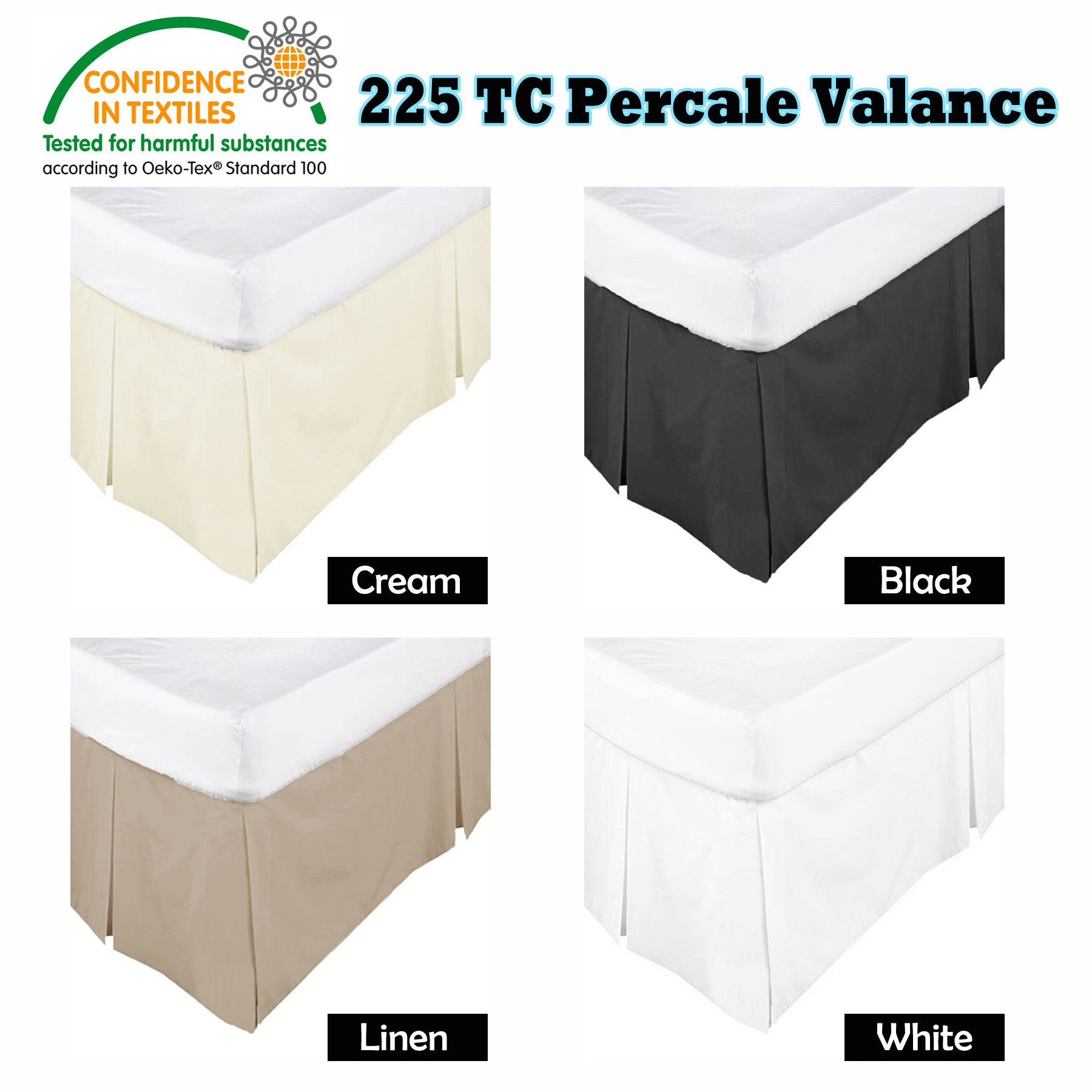 KINGDOM Box Pleated Valance Linen - Double, Easy Care, Machine Washable - SuperSaverAU - view 1