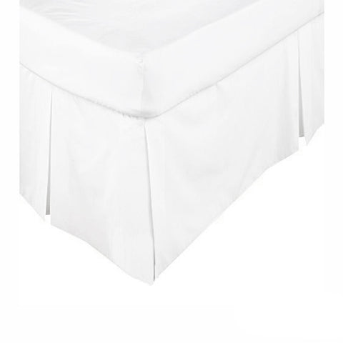 Premium KINGDOM Box Pleated Valance with 225TC Easy Care Fabric - White, King Single