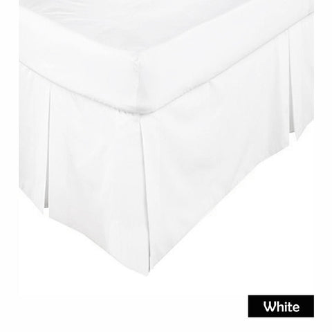 Premium KINGDOM Box Pleated Valance with 225TC Easy Care Fabric - White, King Single