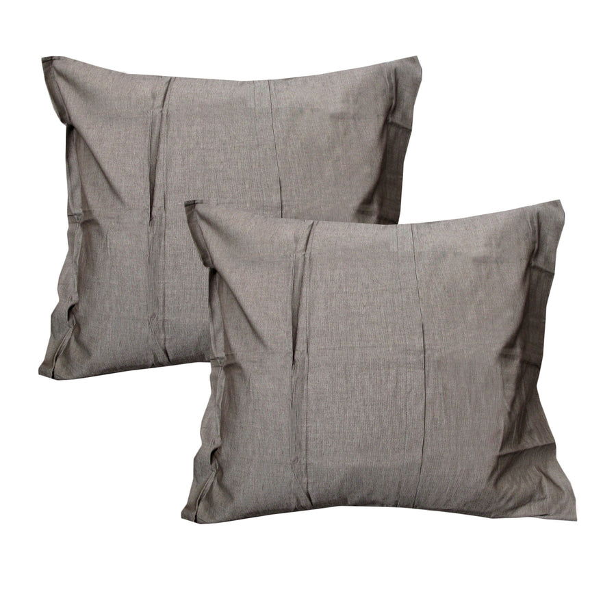 Gainsborough Flaxen Ribbed Cotton European Pillowcases 65 x 65 cm - Grey/Charcoal - SuperSaverAU - view 1