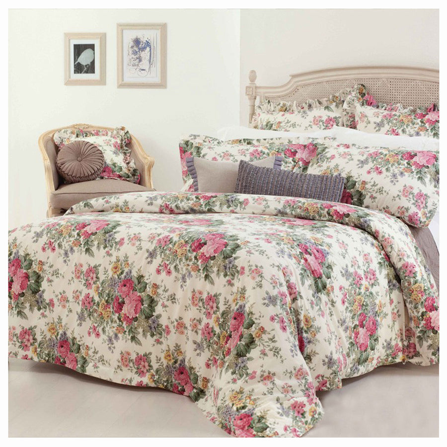 Gainsborough Rosewood Quilt Cover Set Double - Floral Print, Soft Cotton - SuperSaverAU - view 1