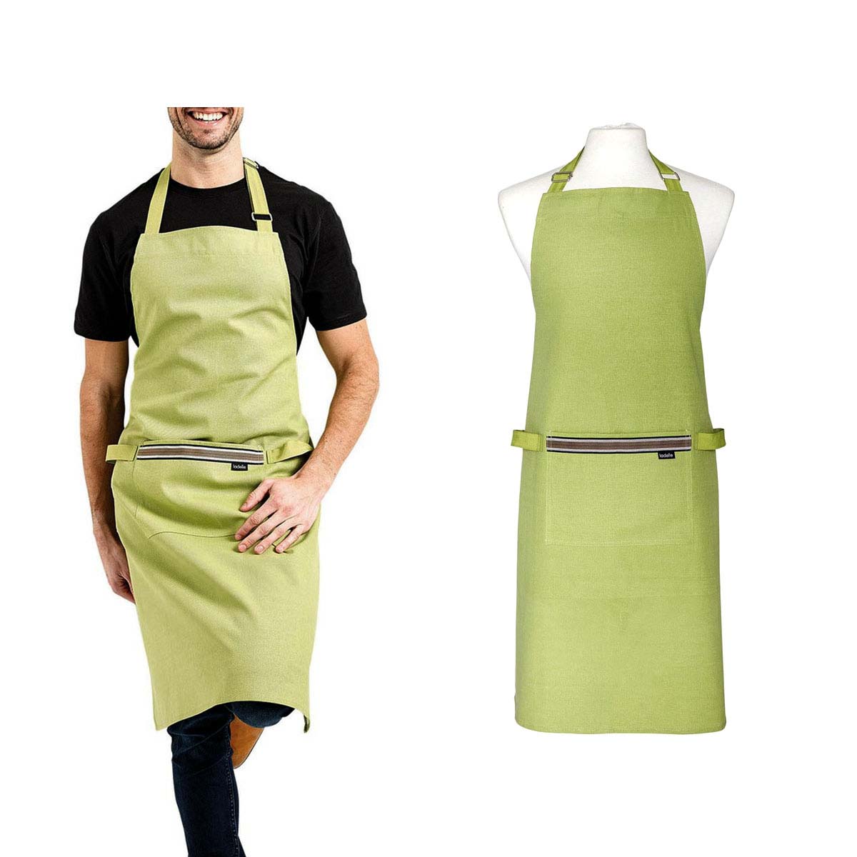 Ladelle Professional Series Sage Cotton Apron 70 x 98 cm - Adjustable, 100% Cotton