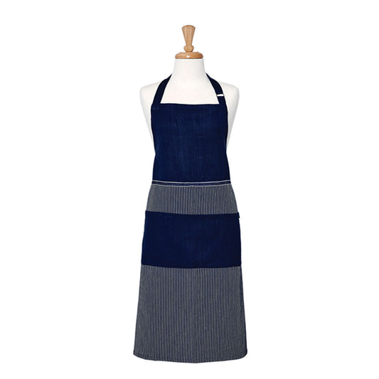 Ladelle Professional Series Stripe Navy Cotton Apron 70 x 95 cm, AZO Free Dyes