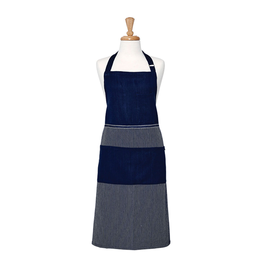 Ladelle Professional Series Stripe Navy Cotton Apron 70 x 95 cm, AZO Free Dyes - SuperSaverAU - view 1