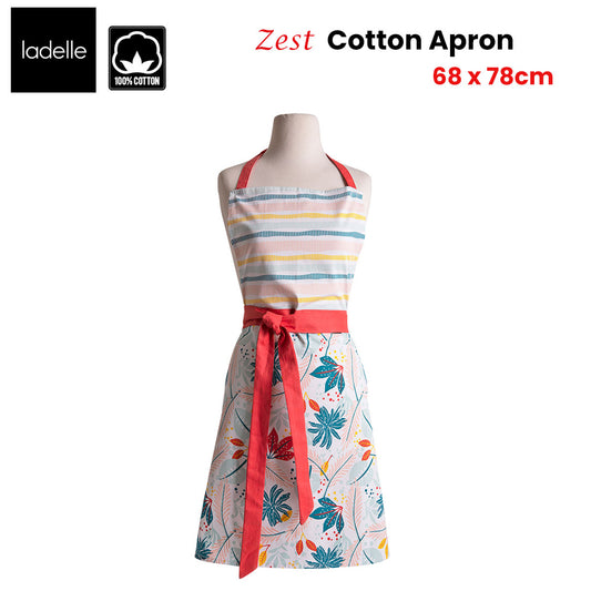 Ladelle Zest Cotton Apron 68 x 78 cm - Floral Print, 100% Cotton, Machine Washable