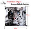 Just Home Blue Eyes Stripes Tiger Cushion 43 x 43 cm - Polyester, Machine Washable - SuperSaverAU - view 2