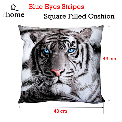 Just Home Blue Eyes Stripes Tiger Cushion 43 x 43 cm - Polyester, Machine Washable - SuperSaverAU - view 2