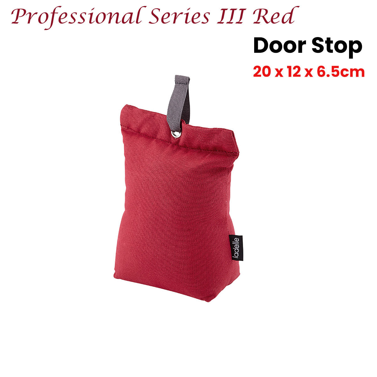 Ladelle Red Door Stop 20 x 12 x 6.5cm, Solid Colour Design, Cotton Cover - SuperSaverAU - view 2