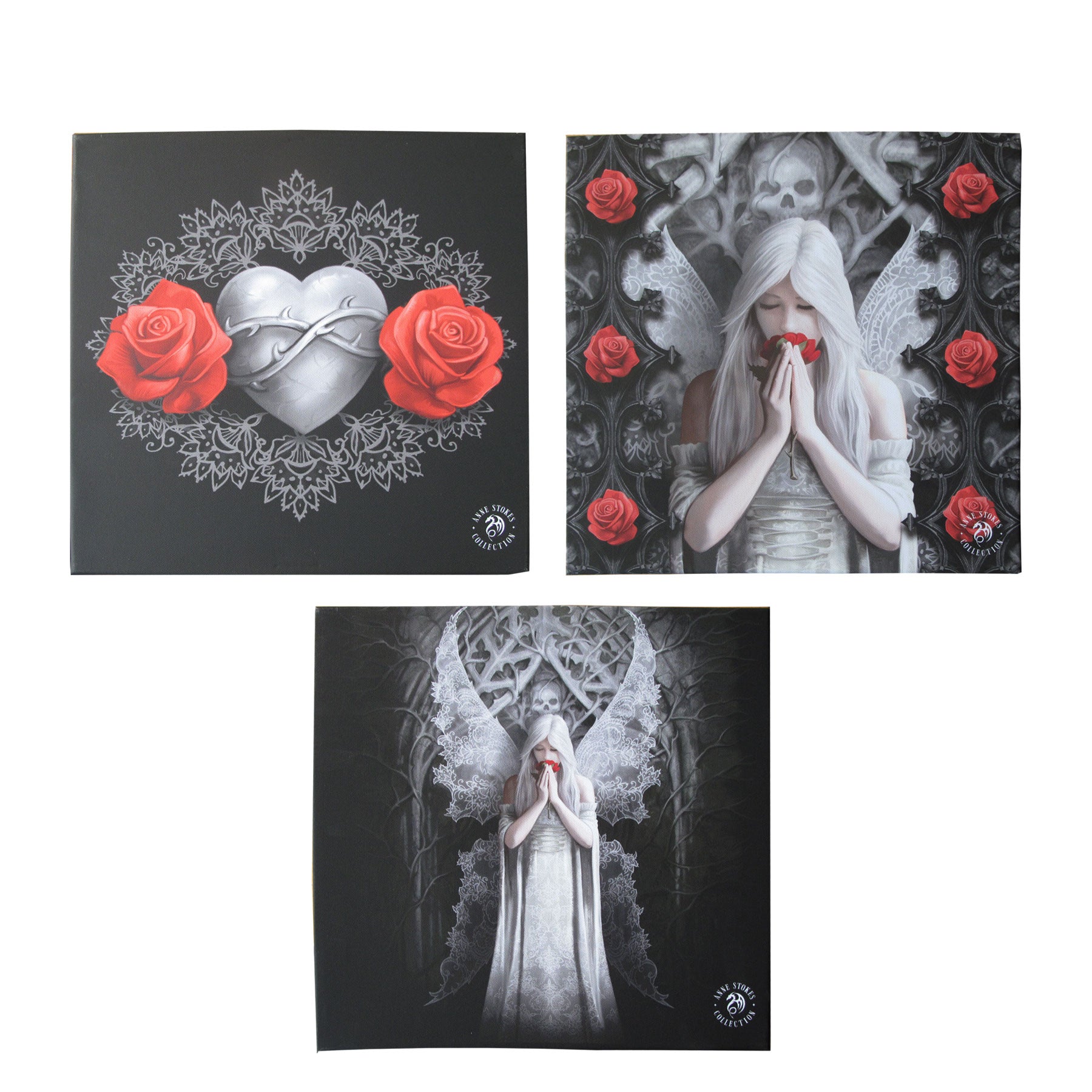 Anne Stokes 3 x 25x25 cm Only Love Remains Wall Canvas - Fairy Print Design - SuperSaverAU - view 1