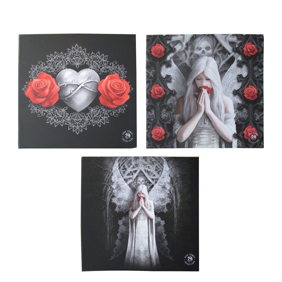 Anne Stokes 3 x 25x25 cm Only Love Remains Wall Canvas - Fairy Print Design - SuperSaverAU - view 1