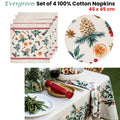 Ladelle Set of 4 Evergreen 100% Cotton Napkins 45 x 45 cm - Christmas Design - SuperSaverAU - view 2