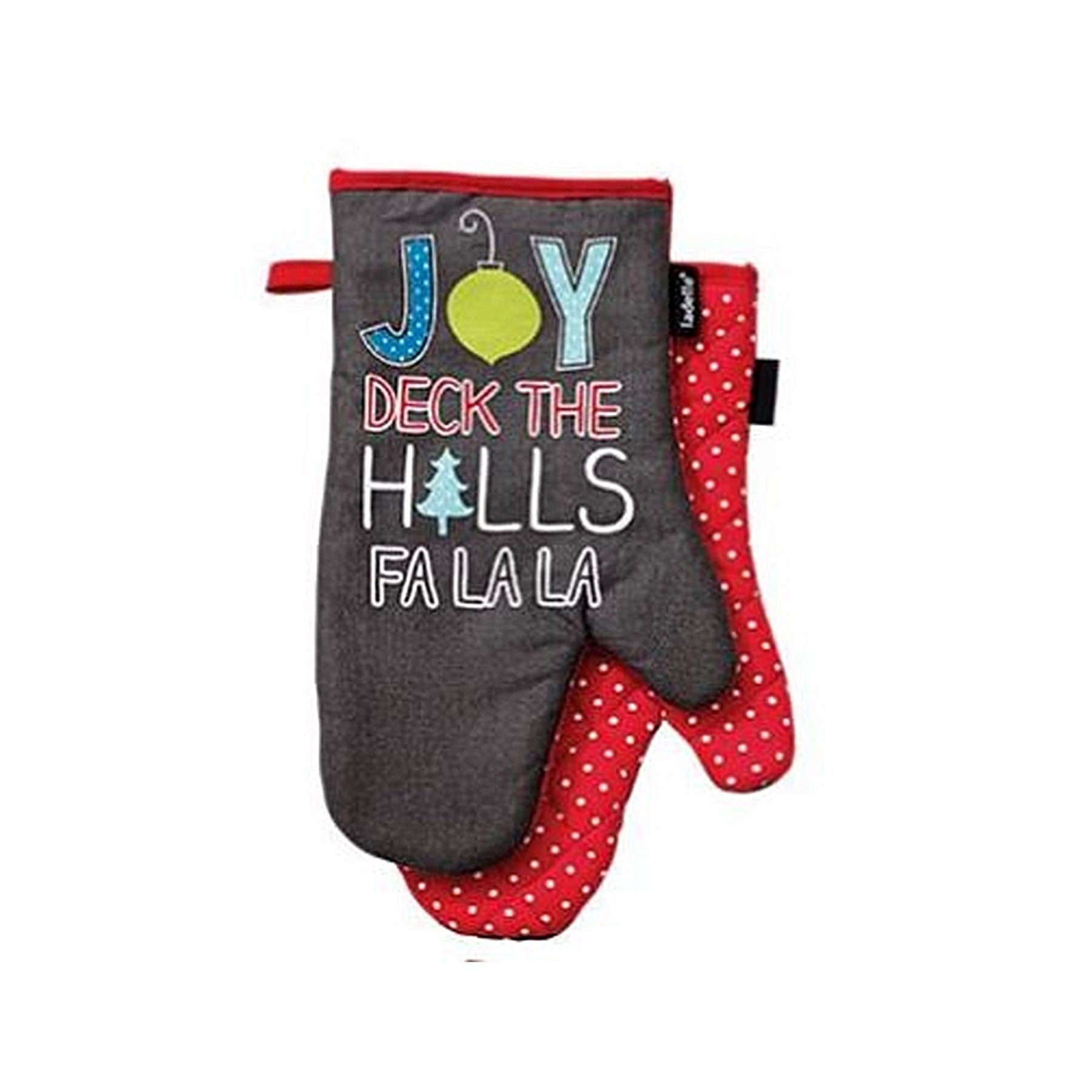 Ladelle Be Merry Set of 2 Oven Mitts 18x30cm Quilted Holiday Design AZO Free - SuperSaverAU - view 1