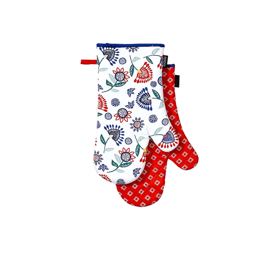 Ladelle Cami Kitchen Set of 2 Oven Mitts - Floral Design, 100% Cotton, Machine Washable - SuperSaverAU - view 1