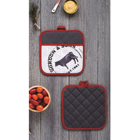 Ladelle Country Cattle Set of 2 Pot Holders 21 x 21 cm, Quilted, AZO Free Dyes - SuperSaverAU - view 1