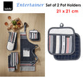 Ladelle Entertainer Charcoal Set of 2 Pot Holders 21 x 21 cm, Quilted Design, AZO Free - SuperSaverAU - view 2