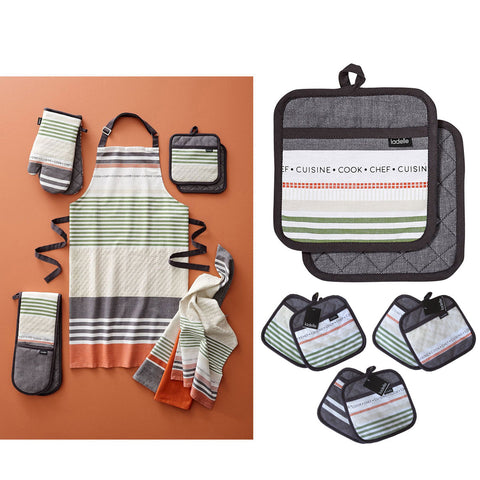 Ladelle Intrinsic Grey Set of 2 Pot Holders 21 x 21 cm, Quilted Design, AZO Free - SuperSaverAU - view 1
