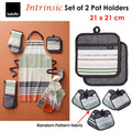 Ladelle Intrinsic Grey Set of 2 Pot Holders 21 x 21 cm, Quilted Design, AZO Free - SuperSaverAU - view 2