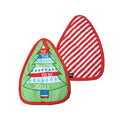 Ladelle Joyful Stripe Red Set of 2 Pot Mitts 17 x 24 cm, Quilted Christmas Design - SuperSaverAU - view 1