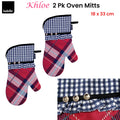 Ladelle Khloe Multi Set of 2 Oven Mitts 18 x 33 cm, Quilted Tartan Design, AZO Free - SuperSaverAU - view 2