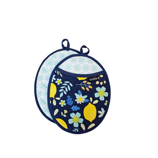 Ladelle Positano Set of 2 Pot Holders 19 x 24 cm, Quilted, AZO Free Dyes