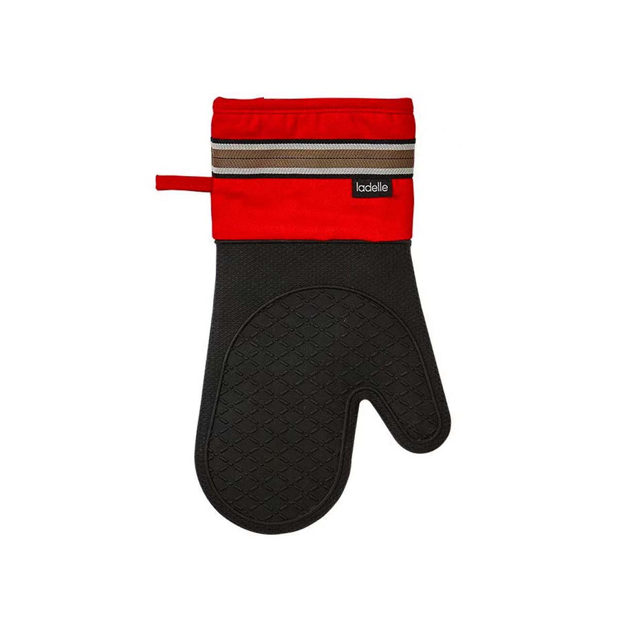 Ladelle Red Silicone Oven Mitt 18 x 33 cm, Quilted Design, AZO Free Dyes - SuperSaverAU - view 1