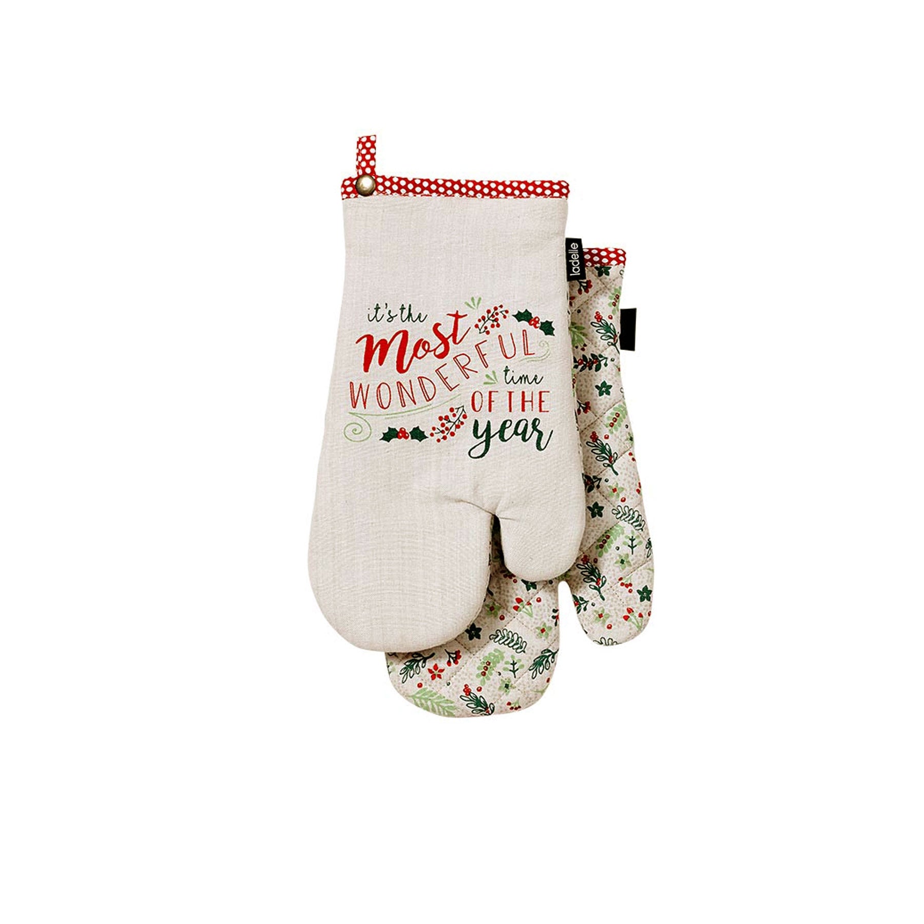 Ladelle Set of 2 Quilted Christmas Oven Mitts 18 x 33 cm - AZO Free - SuperSaverAU - view 1