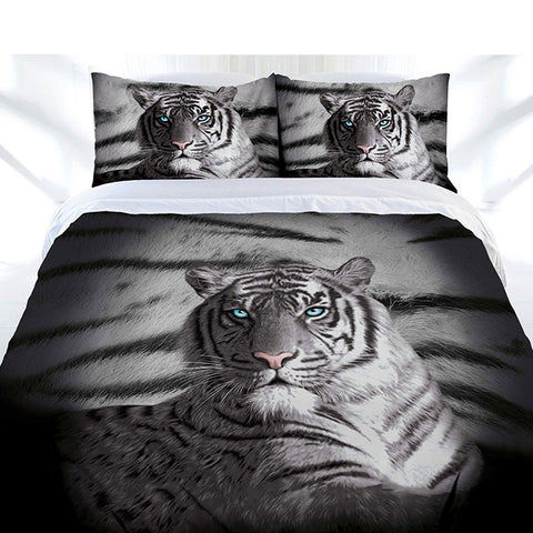 Just Home Blue Eyes Stripes Tiger Quilt Cover Set Queen - Dusk Design, Polyester Cotton - SuperSaverAU - view 1
