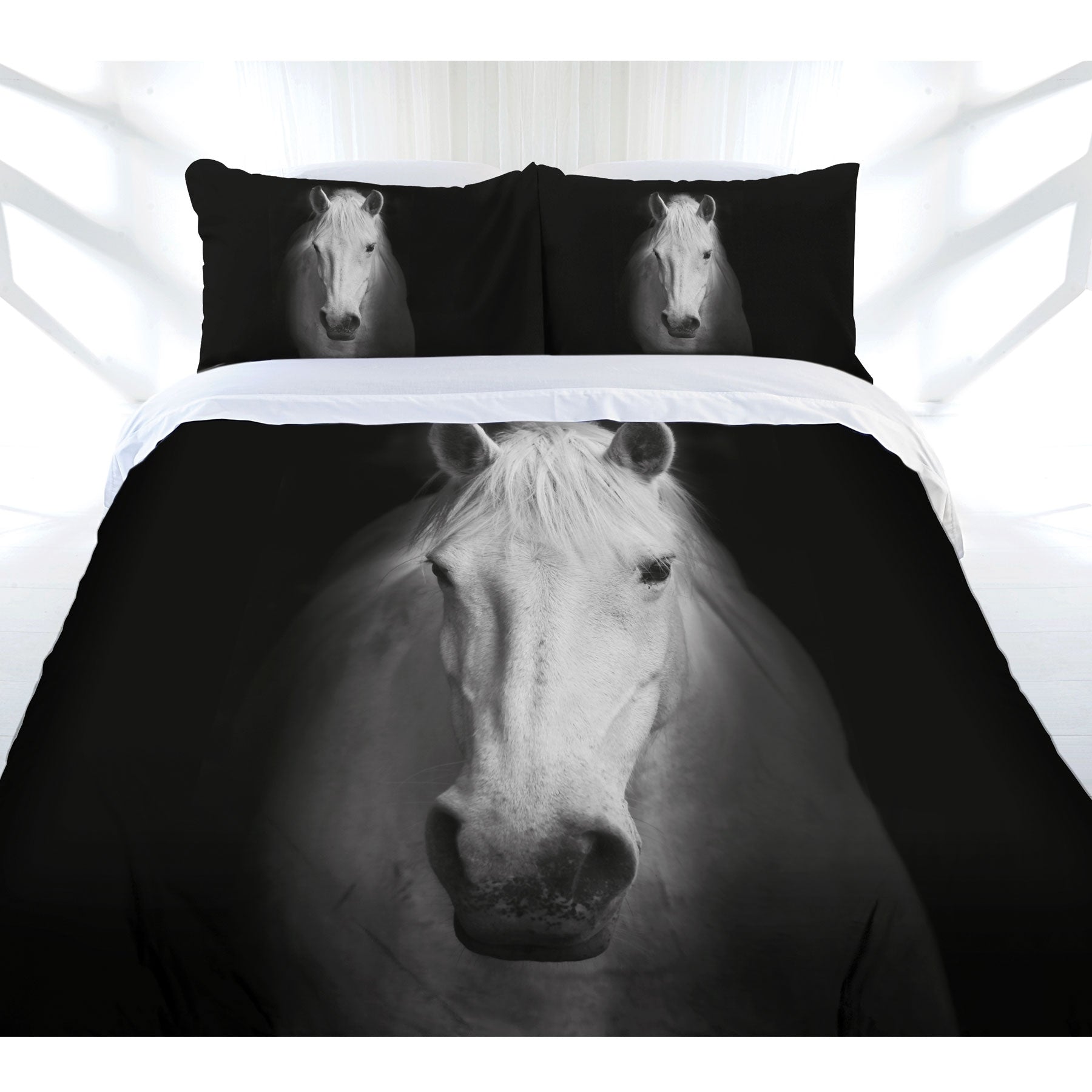 Just Home Midnight Horse Quilt Cover Set Queen - Print Design, Polyester Fabric - SuperSaverAU - view 1