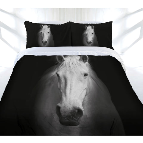 Just Home Midnight Horse Quilt Cover Set Queen - Print Design, Polyester Fabric - SuperSaverAU - view 1