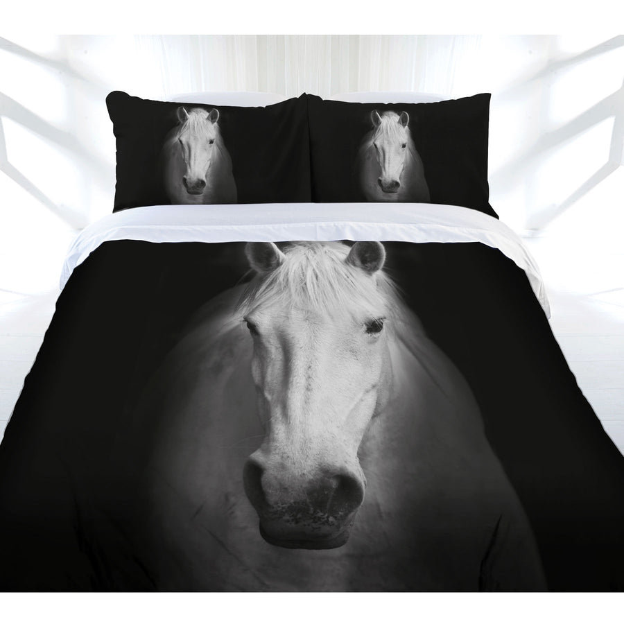 Just Home Midnight Horse Quilt Cover Set Queen - Print Design, Polyester Fabric - SuperSaverAU - view 1