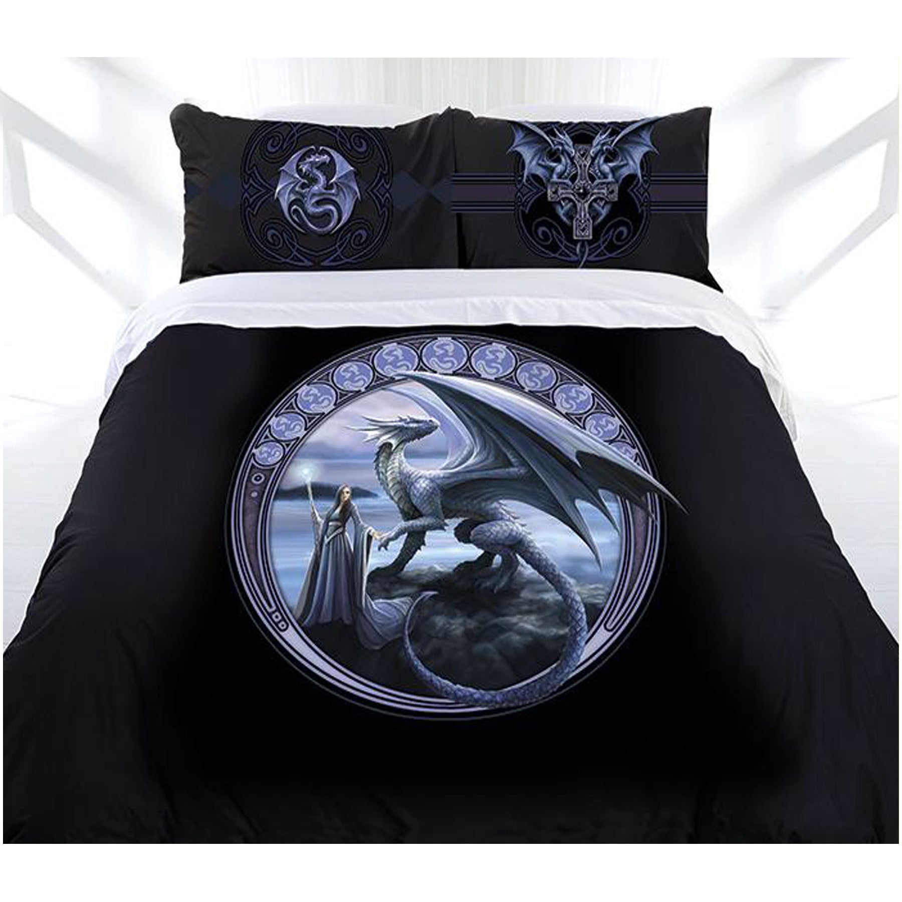 Anne Stokes New Horizon Quilt Cover Set Queen - Dragon Print Design, Polyester Cotton - SuperSaverAU - view 1