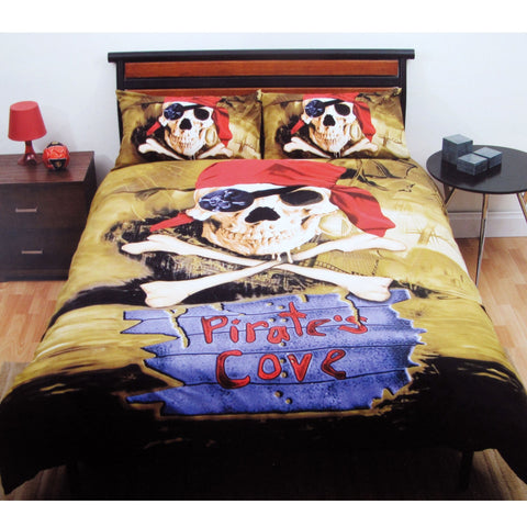 Premium Pirate's Cove Quilt Cover Set with Skull Print - Queen