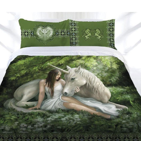 Anne Stokes Pure Heart Quilt Cover Set King - Lady & Unicorn Design, Polyester Cotton - SuperSaverAU - view 1