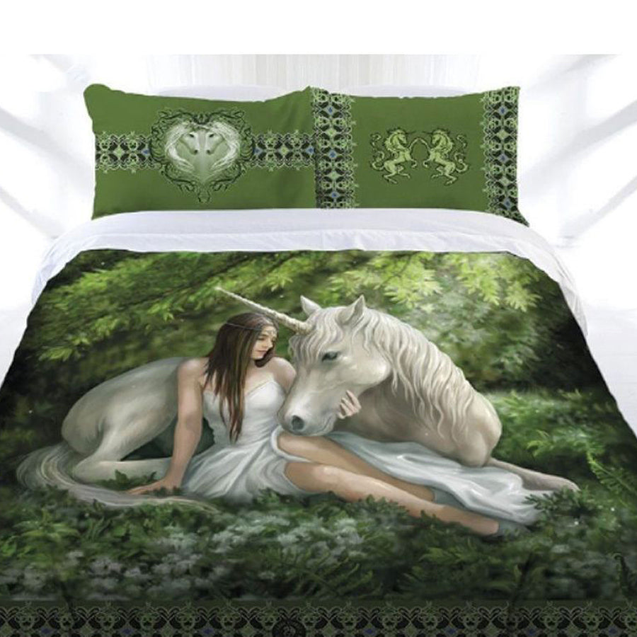 Anne Stokes Pure Heart Quilt Cover Set Single - Lady & Unicorn Print Design - SuperSaverAU - view 1