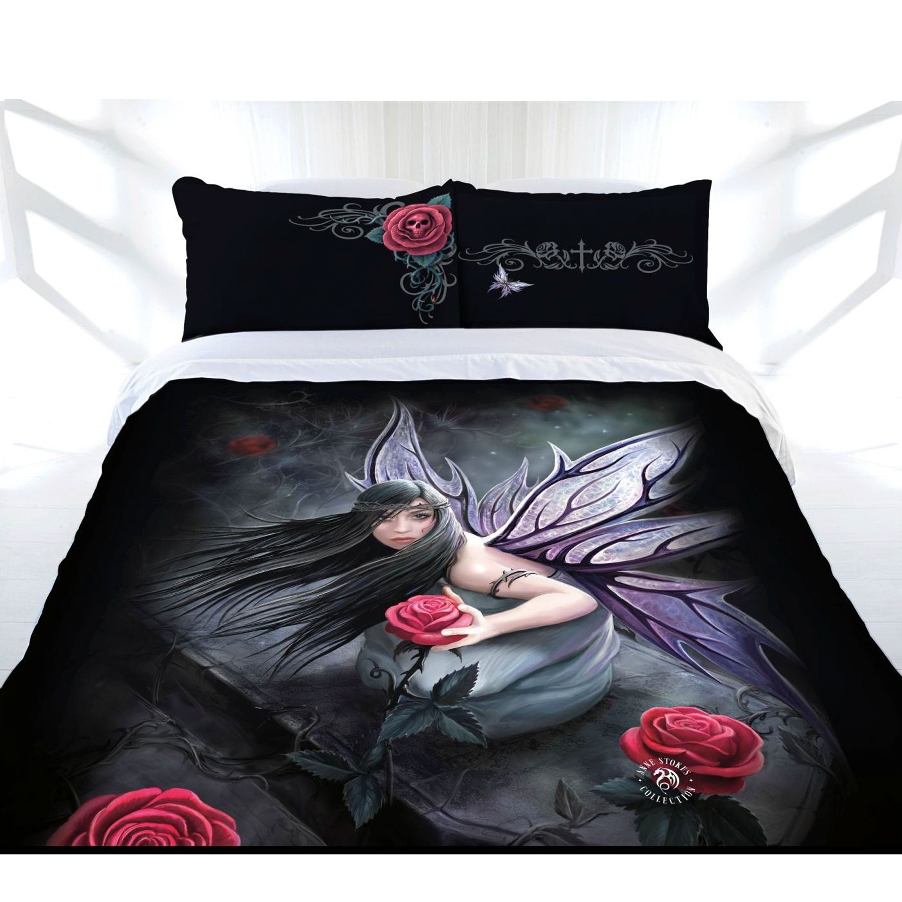 Anne Stokes Rose Fairy Quilt Cover Set Queen - Thorny Rose Design, Polyester Cotton - SuperSaverAU - view 1