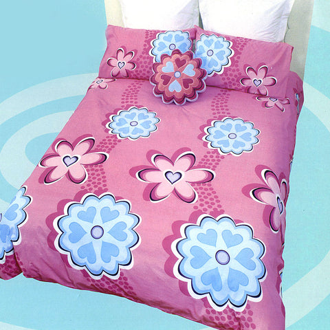 Premium Sassy Garden Quilt Cover Set with Floral Print - Pink, Double