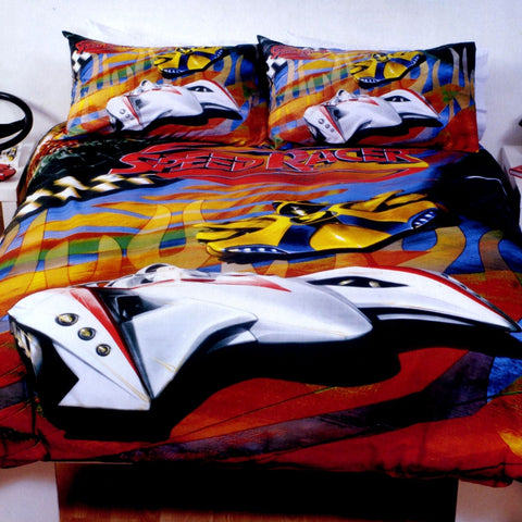 Just Home Sporty Quilt Cover Set Double - Race Car Print, Polyester Cotton Blend - SuperSaverAU - view 1