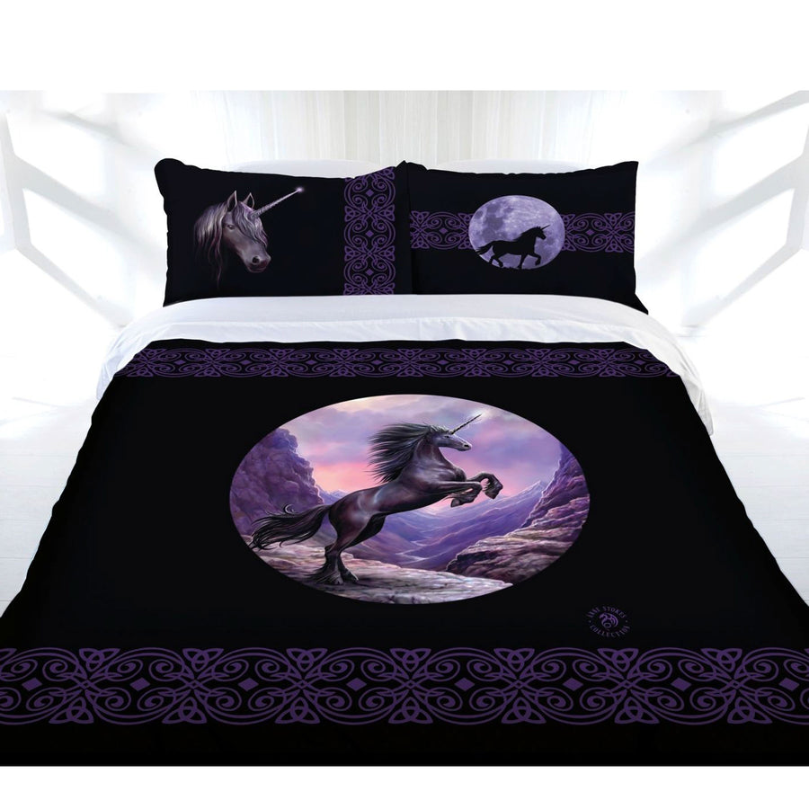 Anne Stokes Black Unicorn Quilt Cover Set 180x210 cm - Fantasy Design - SuperSaverAU - view 1