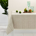 Ladelle Beige Eco Cotton Rich Tablecloth 150 x 265 cm, Woven Stripes Design - SuperSaverAU - view 1