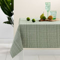 Ladelle Green Eco Cotton Rich Tablecloth 150 x 265 cm, Woven Stripes Design - SuperSaverAU - view 1