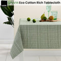 Ladelle Green Eco Cotton Rich Tablecloth 150 x 265 cm, Woven Stripes Design - SuperSaverAU - view 2