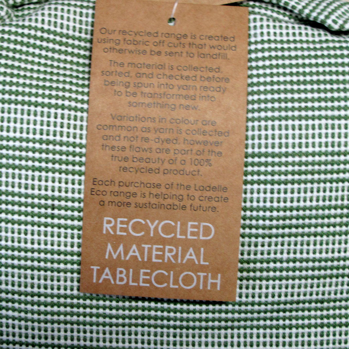 Ladelle Green Eco Cotton Rich Tablecloth 150 x 265 cm, Woven Stripes Design - SuperSaverAU - view 3