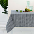 Ladelle Navy Eco Cotton Rich Tablecloth 150 x 300 cm - Woven Stripes Design - SuperSaverAU - view 1