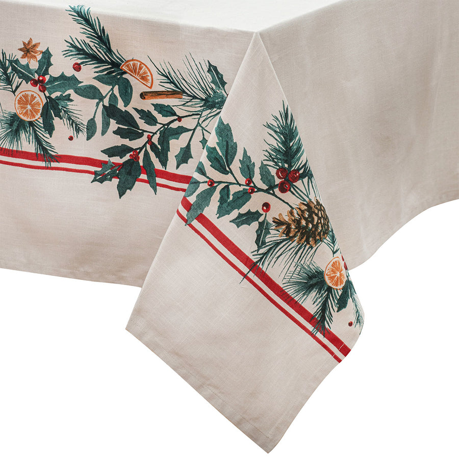 Ladelle 100% Cotton Christmas Holiday Tablecloth 150 x 230 cm - AZO Free Dyes - SuperSaverAU - view 1