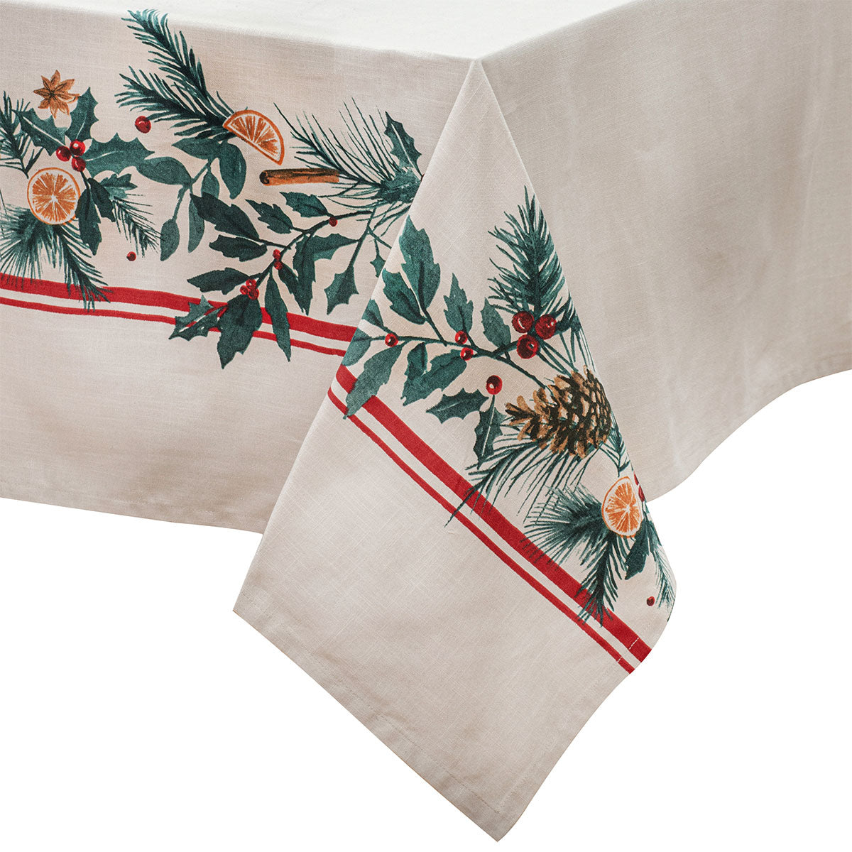 Ladelle 100% Cotton Evergreen Festive Christmas Holiday Tablecloth 150 x 300 cm - SuperSaverAU - view 1