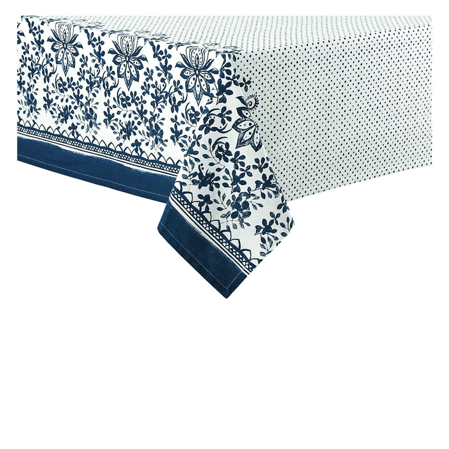 Ladelle Watercolour Floral Tablecloth 150 x 265 cm Oblong 8 to 10 Seater Navy - SuperSaverAU - view 1