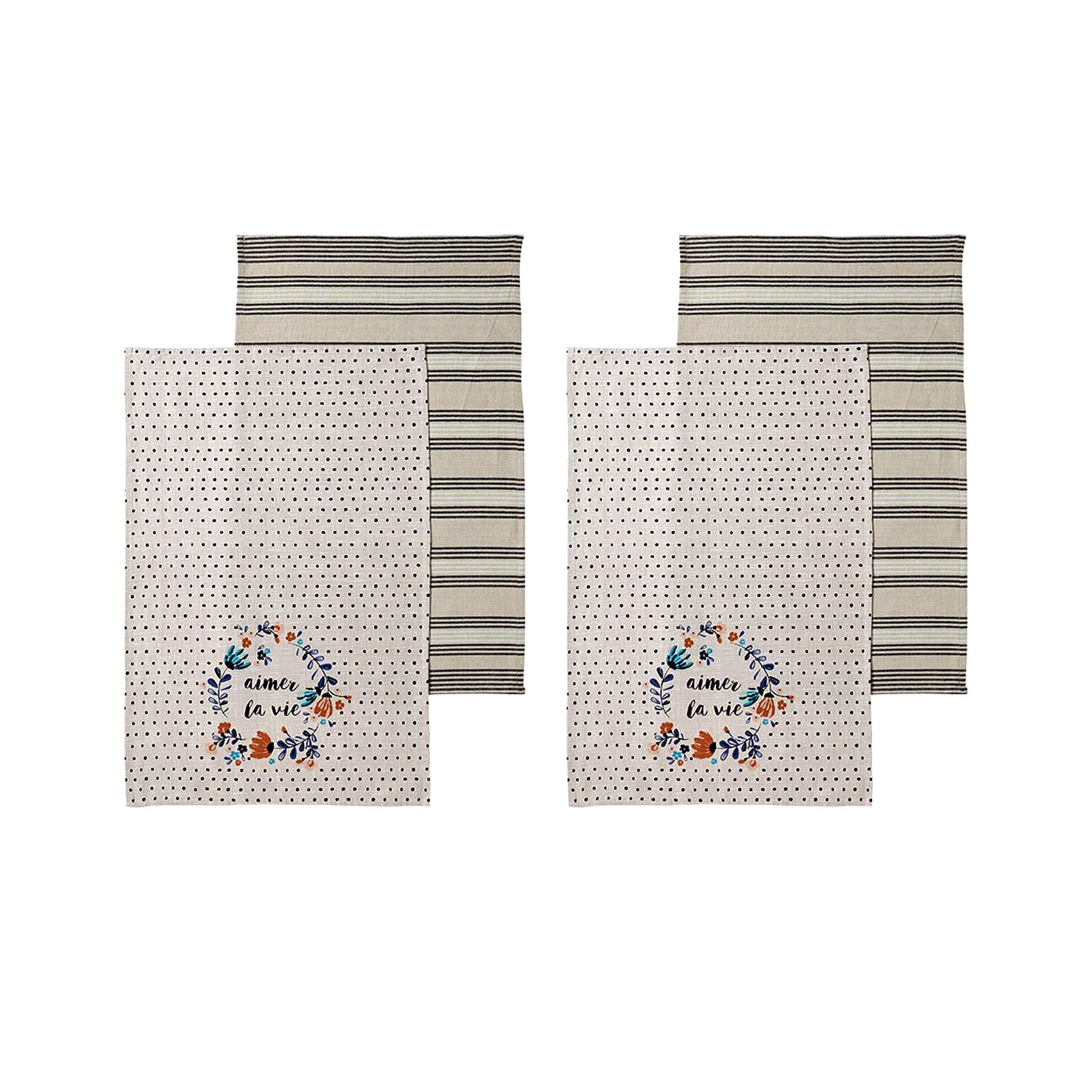 Ladelle Aimer La Vie 4 Cotton Tea Towels Floral Print 45x70 cm - SuperSaverAU - view 1