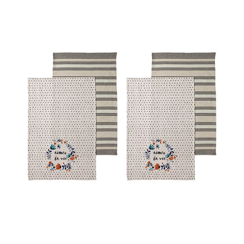 Ladelle Aimer La Vie 4 Cotton Tea Towels Floral Print 45x70 cm - SuperSaverAU - view 1