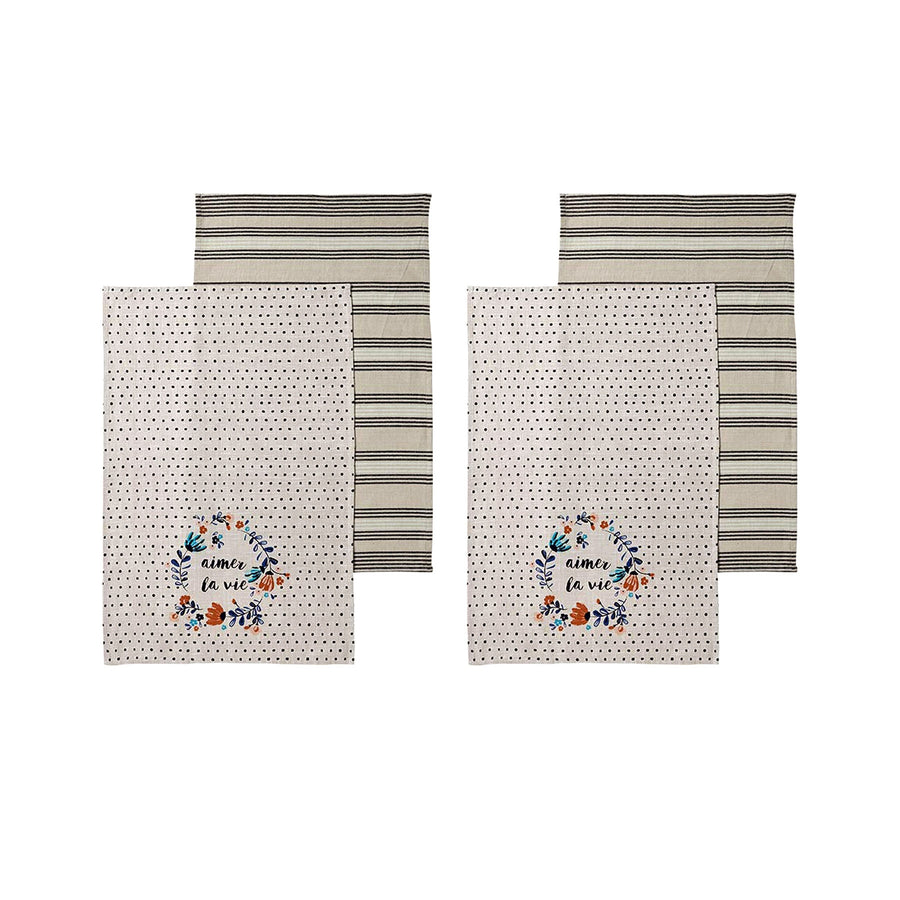 Ladelle Aimer La Vie 4 Cotton Tea Towels Floral Print 45x70 cm - SuperSaverAU - view 1