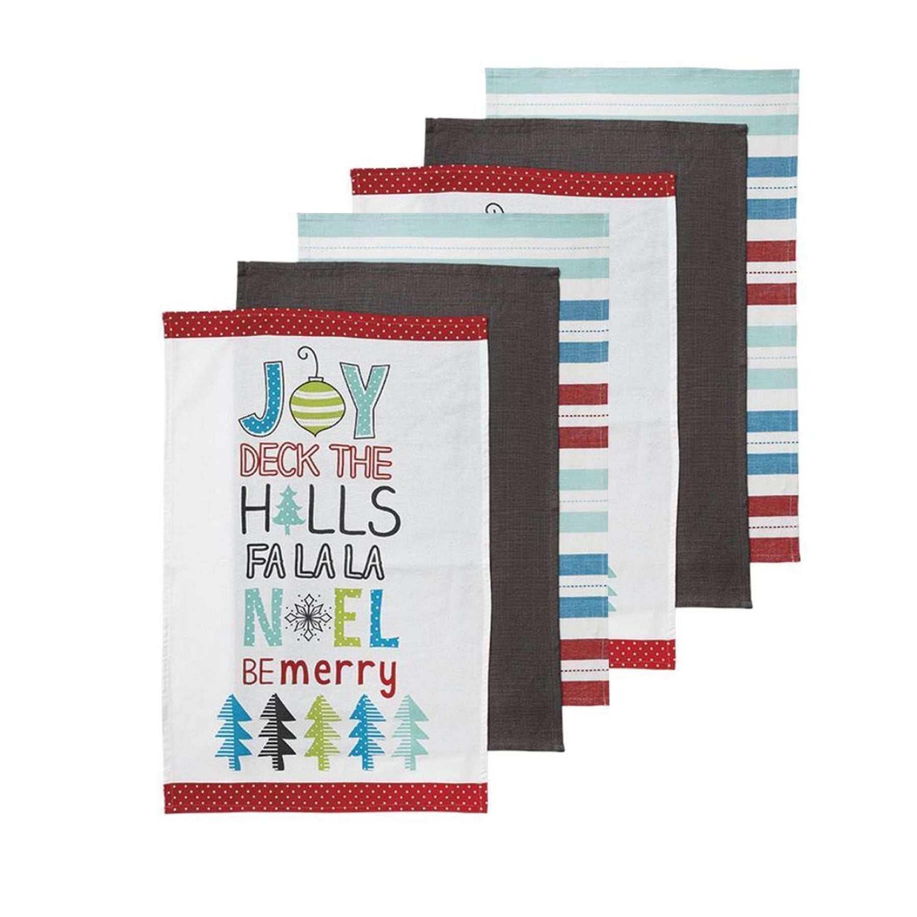 Ladelle Set of 6 Be Merry 100% Cotton Tea Towels 45 x 70 cm - Holiday Design - SuperSaverAU - view 1